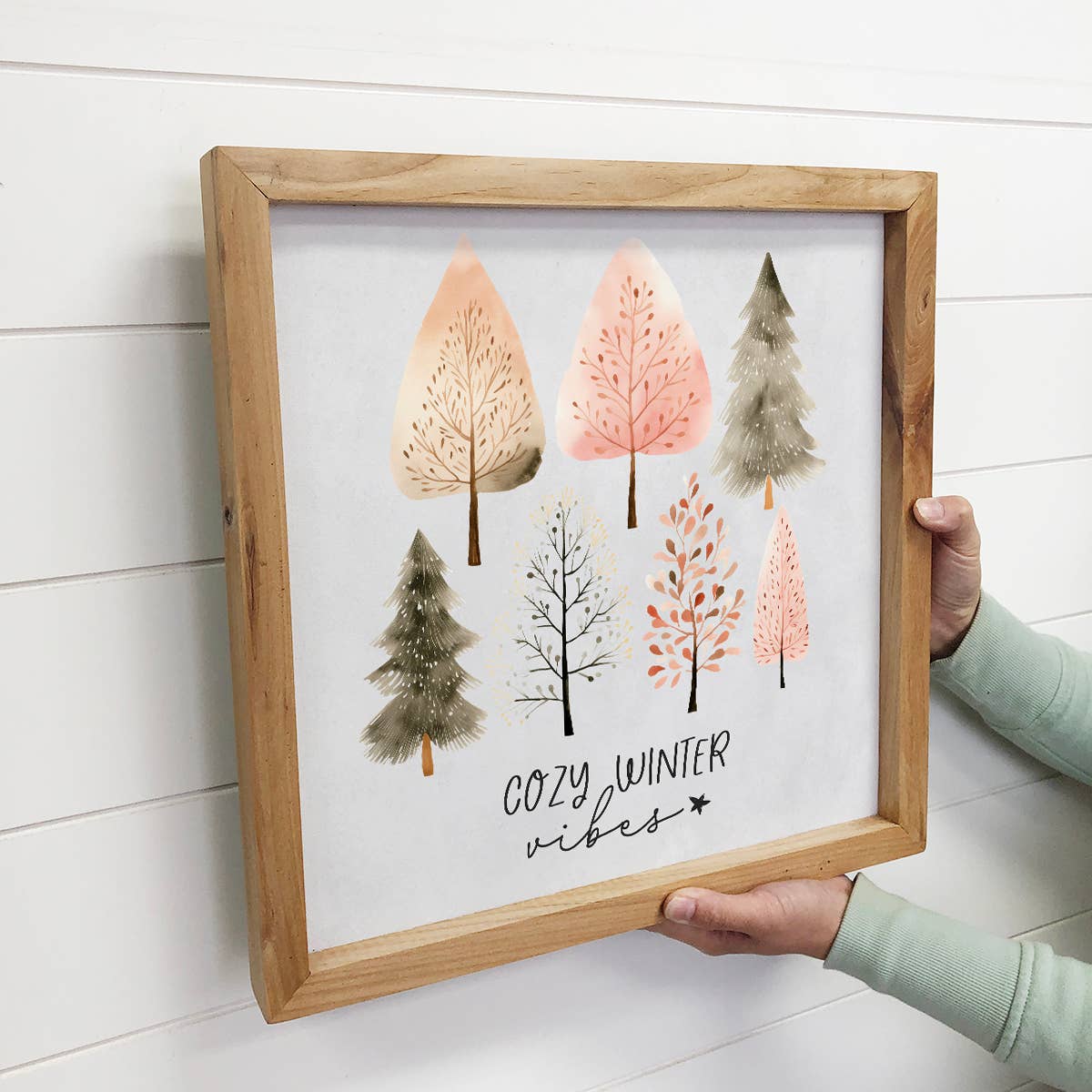 Hygge Cozy Winter Vibes - Rustic Holiday Canvas Art - Framed - La Vie Est Belle
