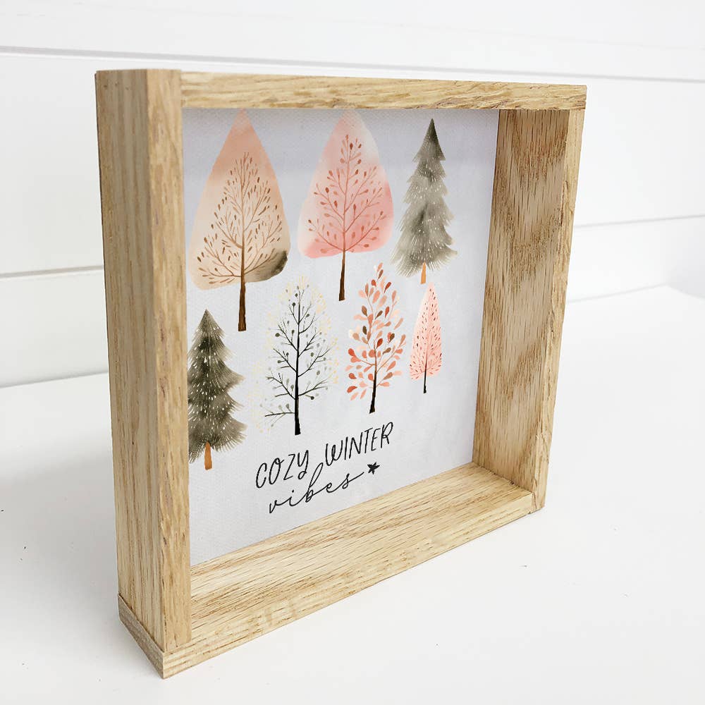 Hygge Cozy Winter Vibes - Rustic Holiday Canvas Art - Framed - La Vie Est Belle