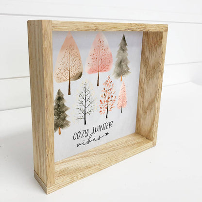 Hygge Cozy Winter Vibes - Rustic Holiday Canvas Art - Framed - La Vie Est Belle