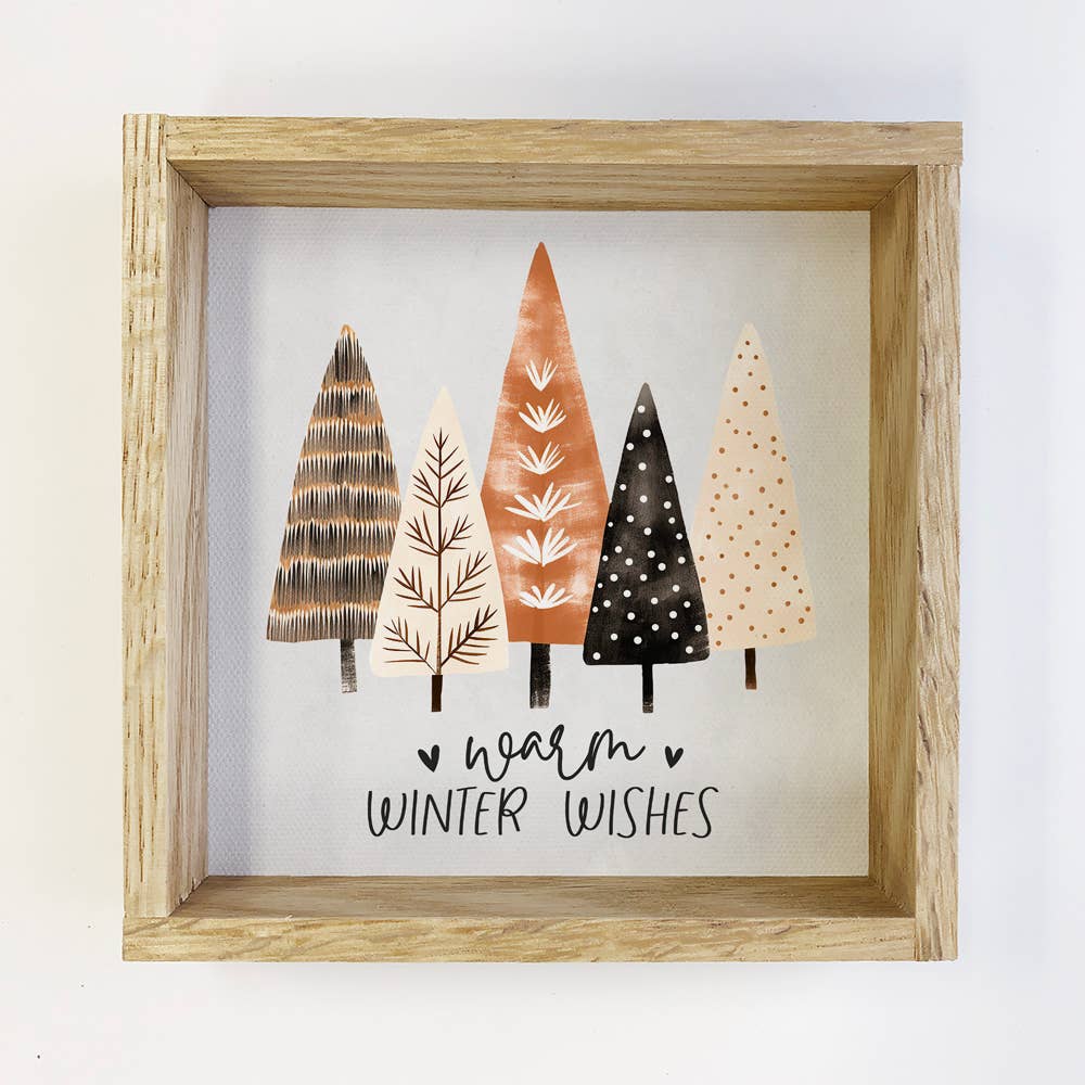 Hygge Warm Wishes Holiday Trees - Rustic Holiday Canvas Art - La Vie Est Belle