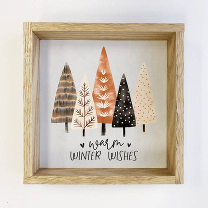 Hygge Warm Wishes Holiday Trees - Rustic Holiday Canvas Art - La Vie Est Belle