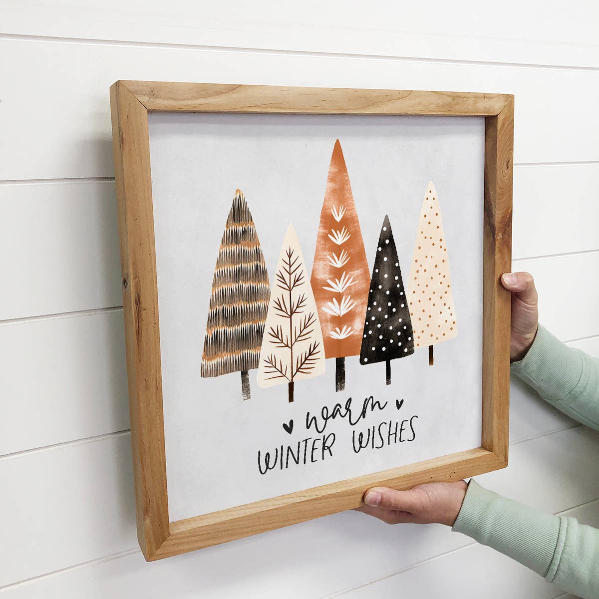 Hygge Warm Wishes Holiday Trees - Rustic Holiday Canvas Art - La Vie Est Belle