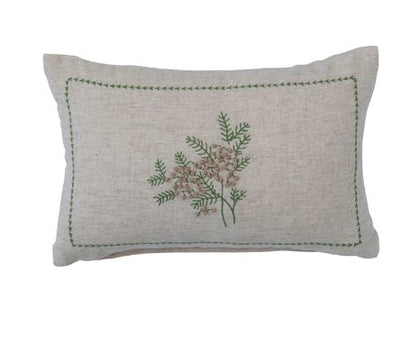 Lumbar Pillow w/ Botanical, Embroidery & French Knots