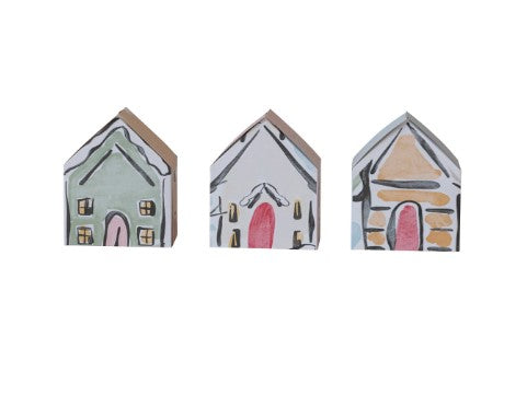 Printed Recycled Paper House Shaped Gift Boxes, Set of 3