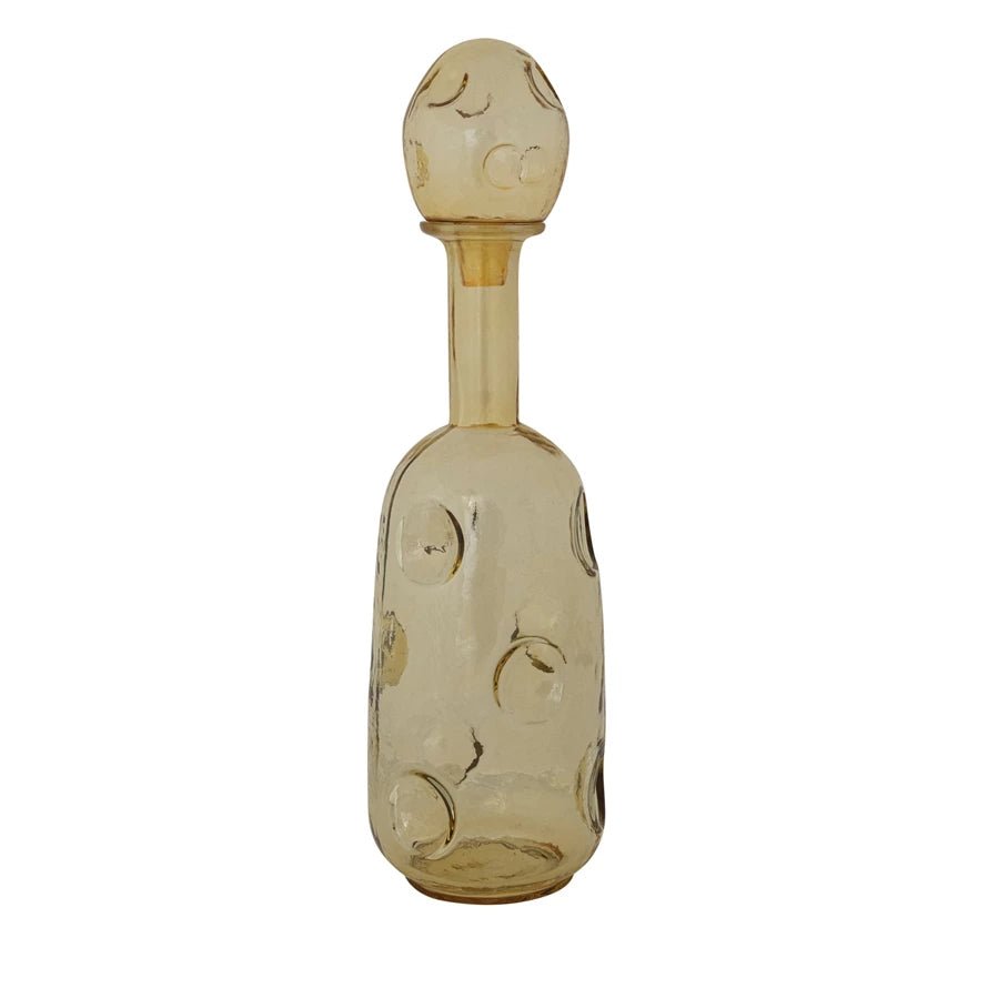 <In Store Purchase Only> 1 - 3/4 Quart Glass Organic Shaped Decanter with Stopper, Light Yellow - La Vie Est Belle