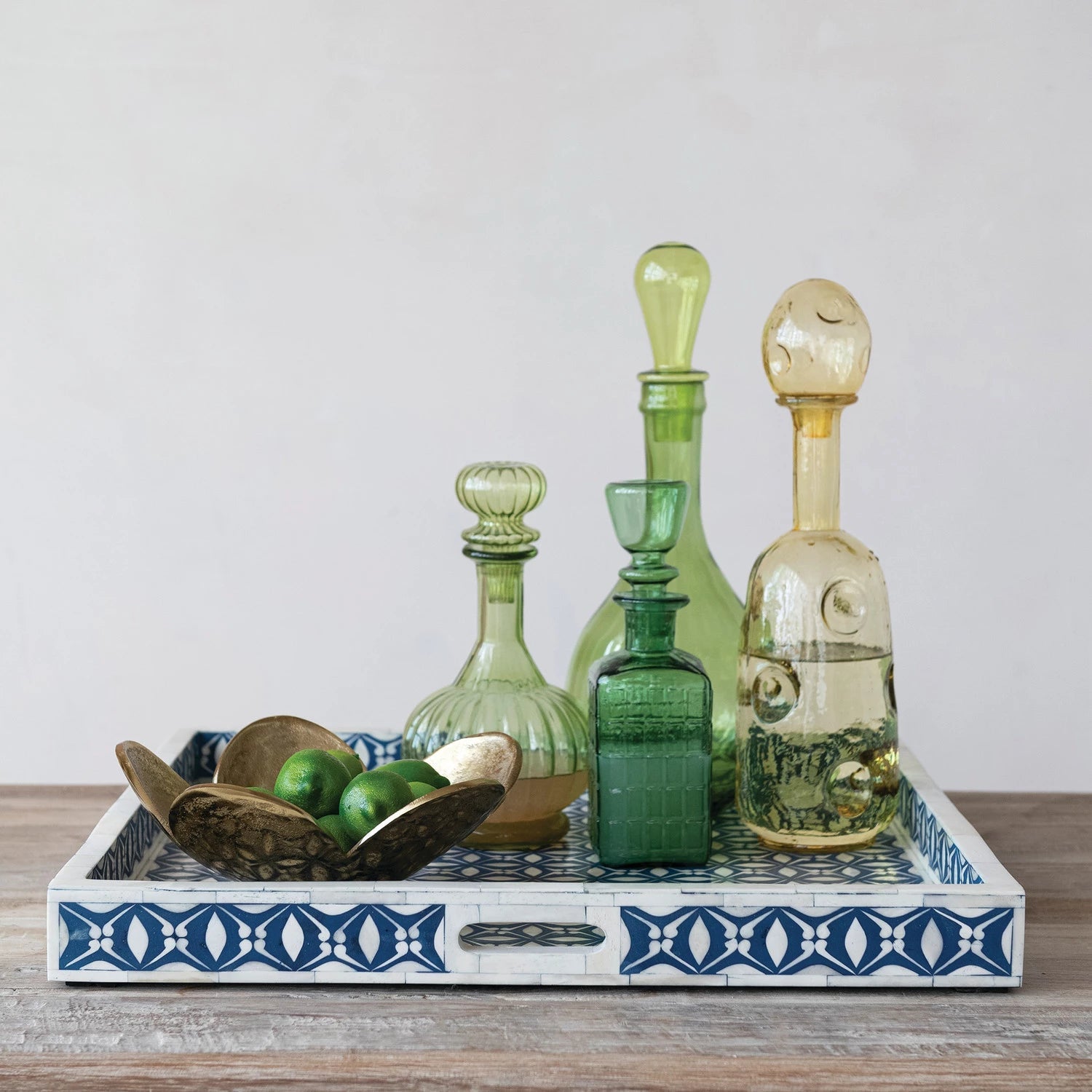 <In Store Purchase Only> 40 oz. Glass Ribbed Decanter with Stopper, Green - La Vie Est Belle