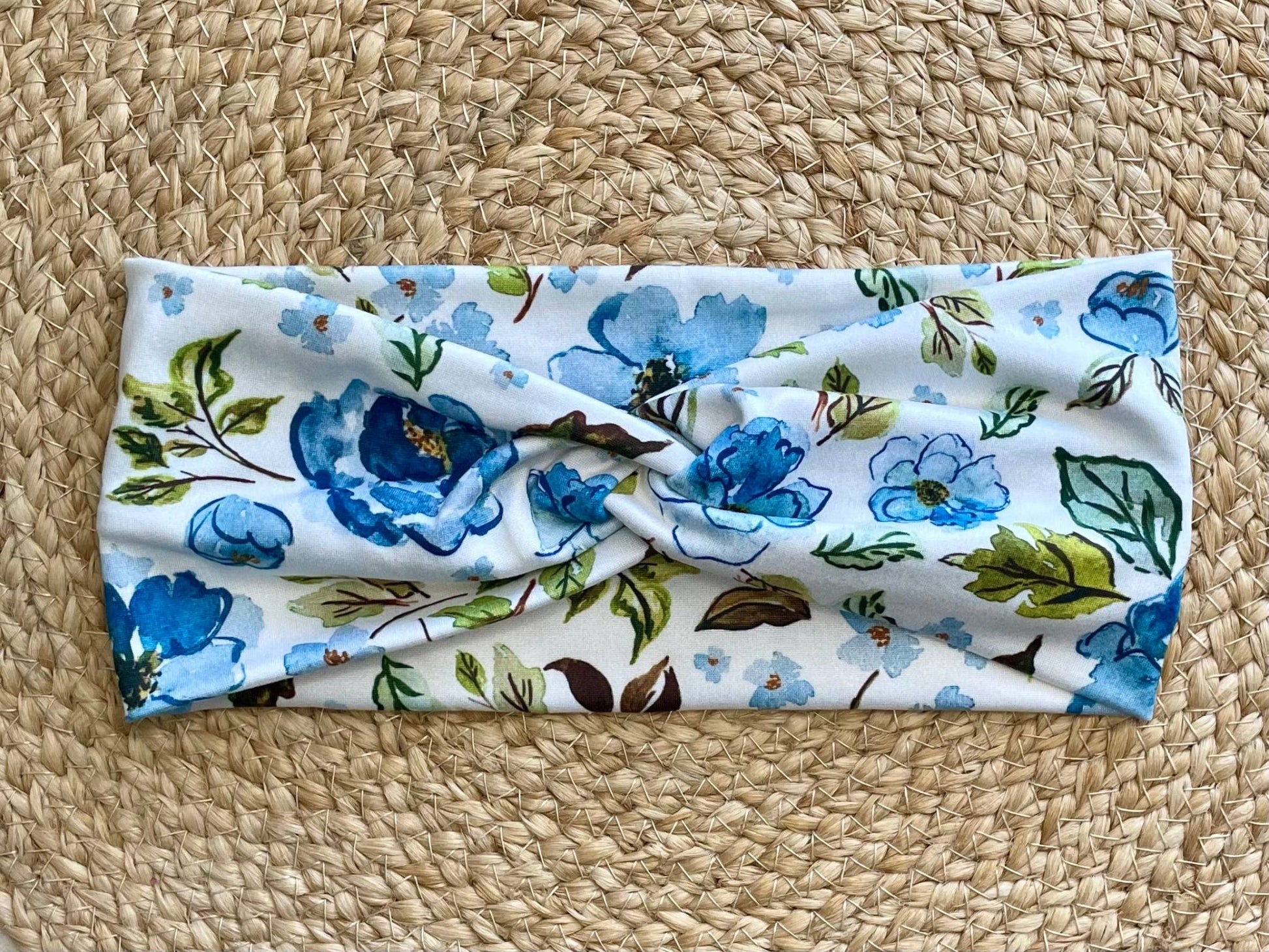 Ivory Blue Garden Knit Twist Headband - La Vie Est Belle