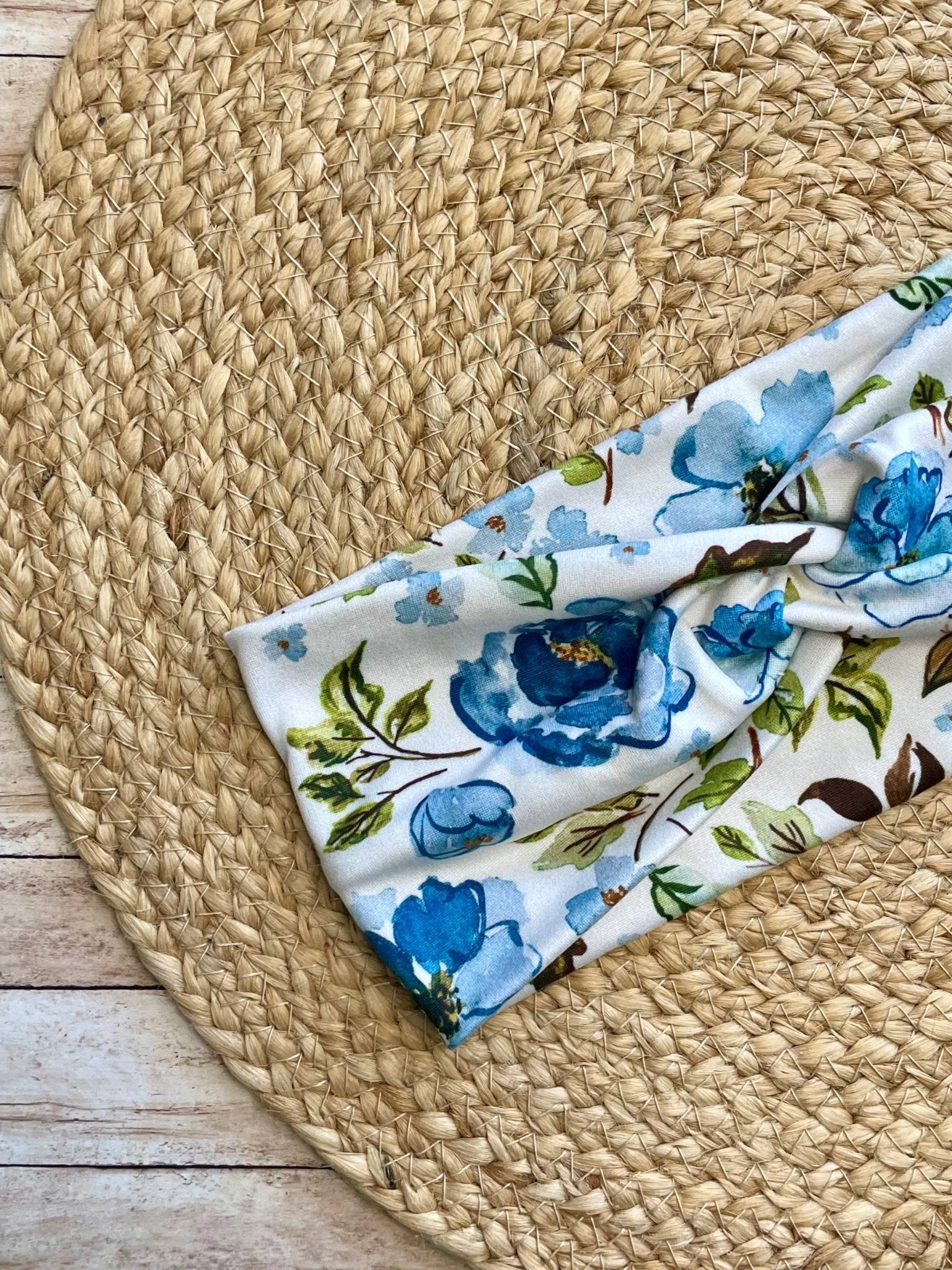 Ivory Blue Garden Knit Twist Headband - La Vie Est Belle