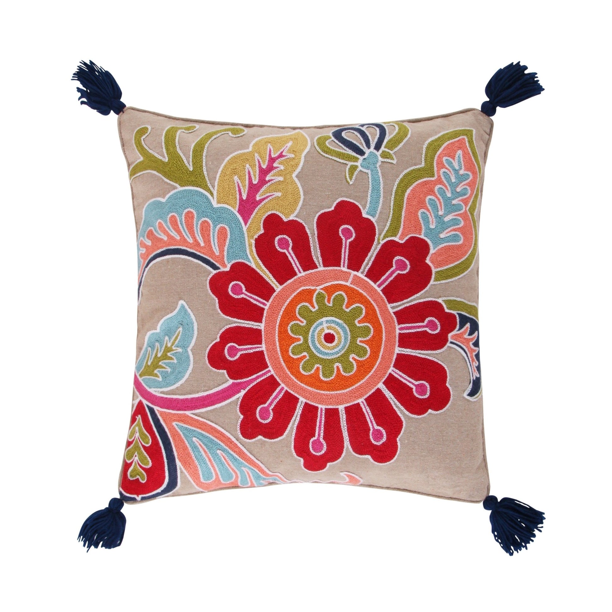 Jules Crewel Flower Pillow - La Vie Est Belle