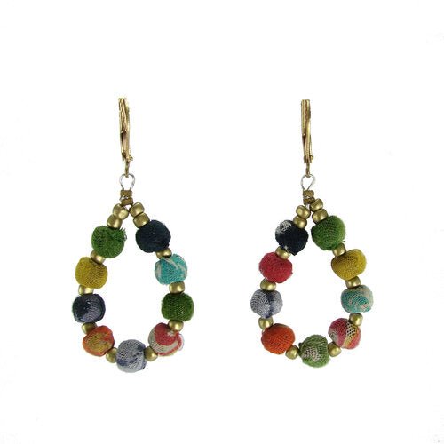 Kantha Beaded Teardrop Earrings - La Vie Est Belle