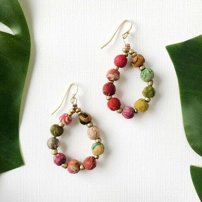Kantha Beaded Teardrop Earrings - La Vie Est Belle