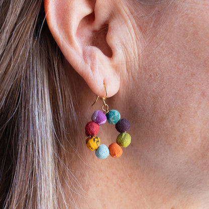 Kantha Classic Mini Hoops - La Vie Est Belle