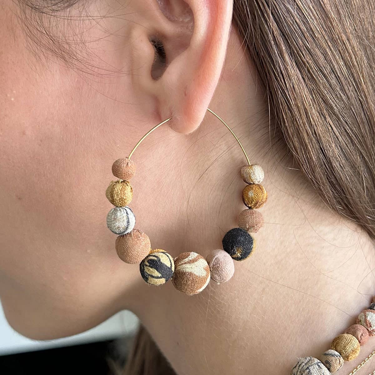 Kantha Desertscape Graduated Hoops - La Vie Est Belle