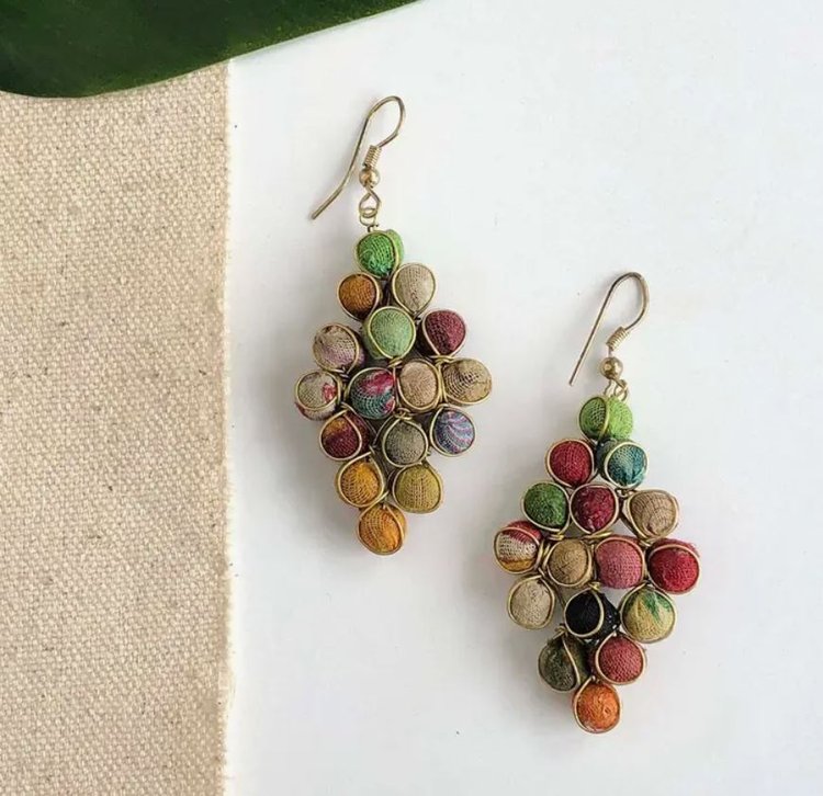 Kantha Diamond Earrings - La Vie Est Belle