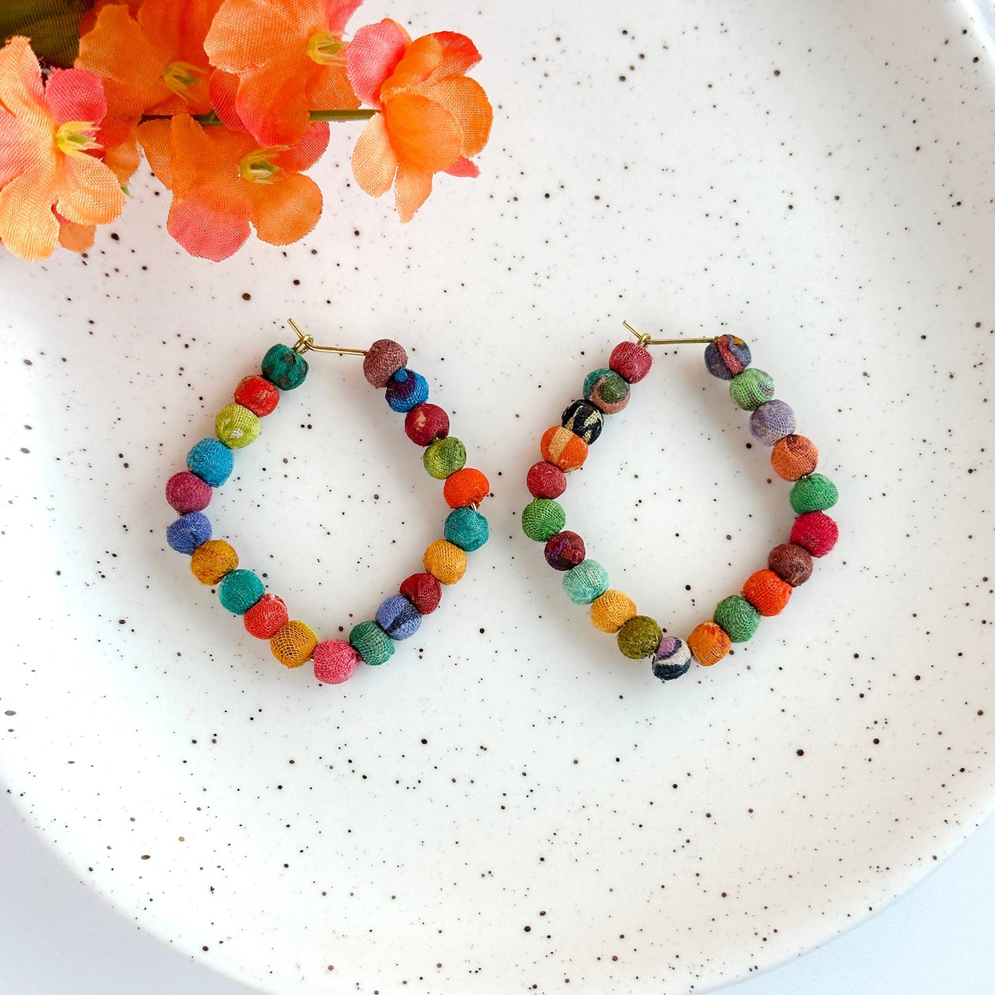 Kantha Diamond Hoops - La Vie Est Belle