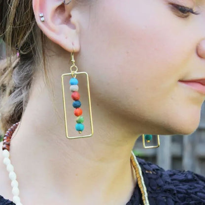 Kantha Framed Earrings - La Vie Est Belle