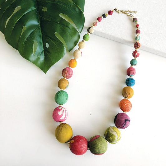 Kantha Graduated Bead Statement Necklace - La Vie Est Belle