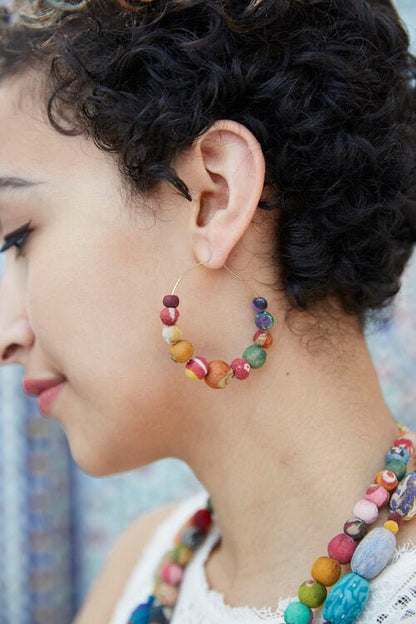 Kantha Graduated Hoops - La Vie Est Belle