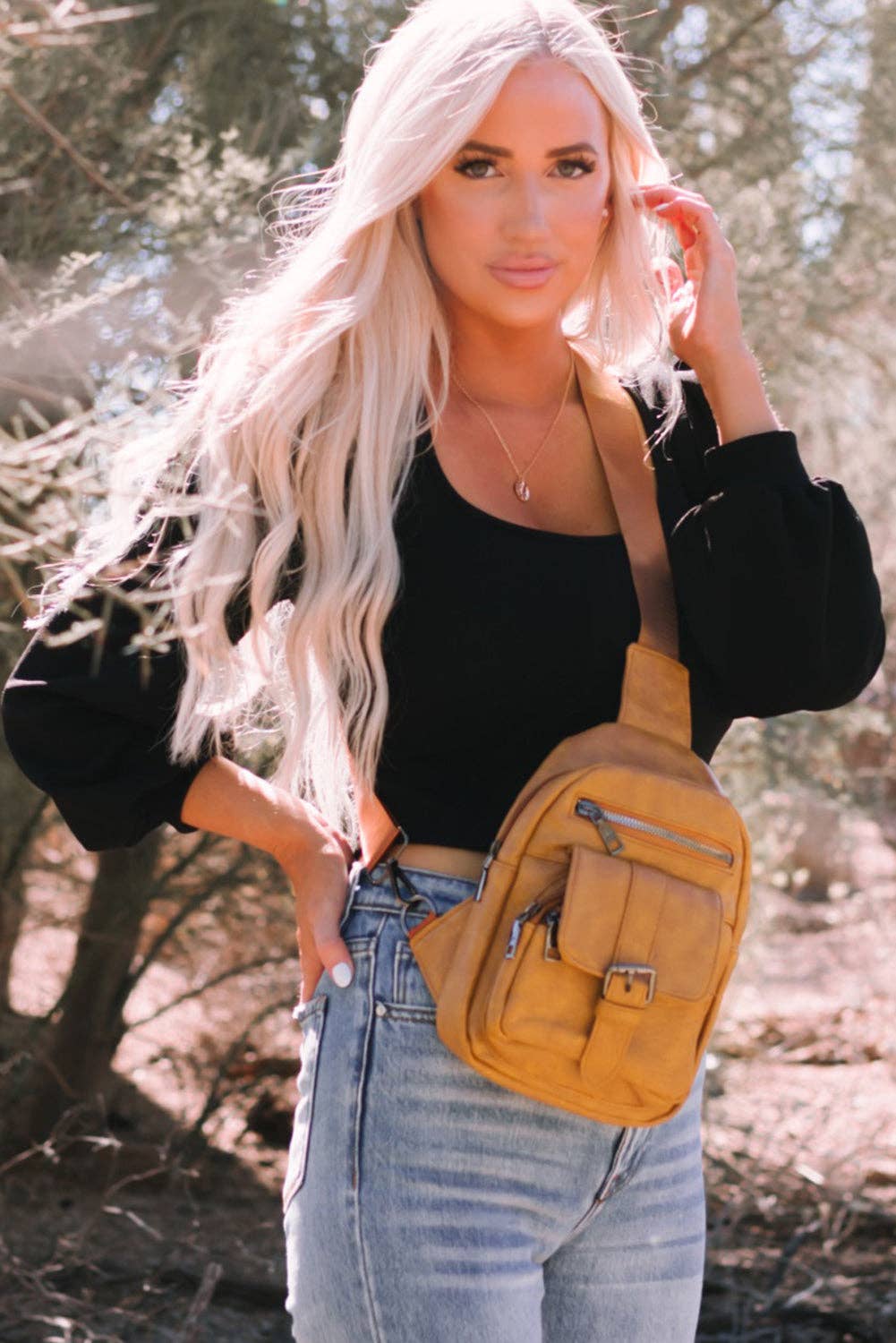 Khaki Vintage Multi Pockets Sling Bag - La Vie Est Belle