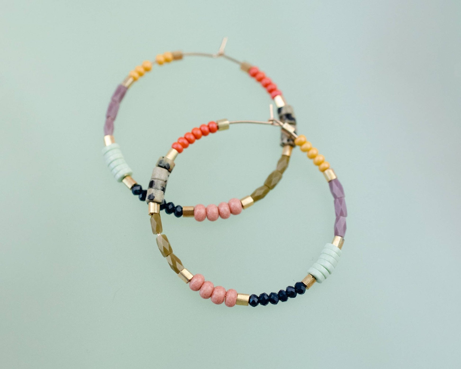 Large Colorful Seed bead hoops - La Vie Est Belle