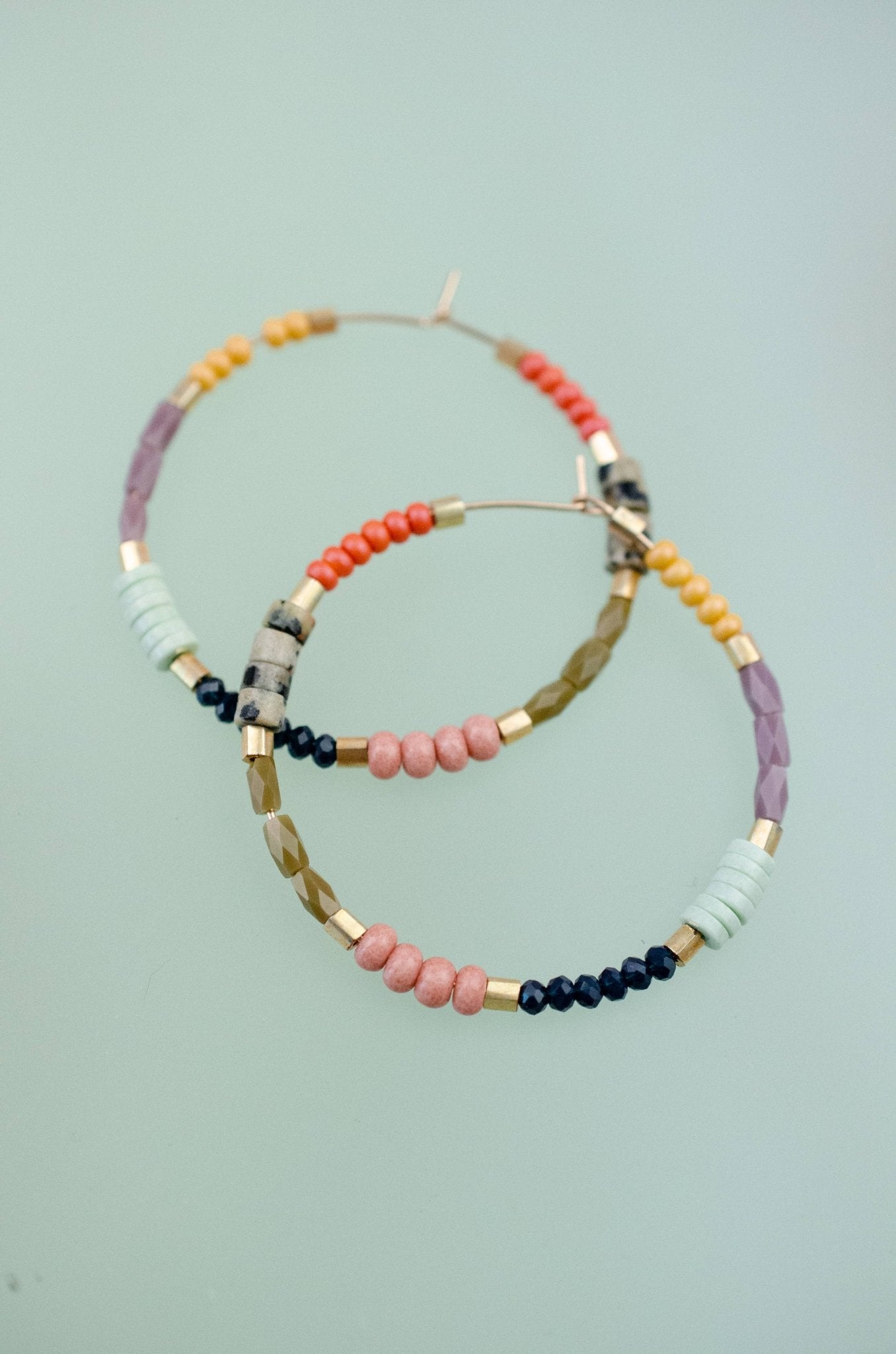 Large Colorful Seed bead hoops - La Vie Est Belle