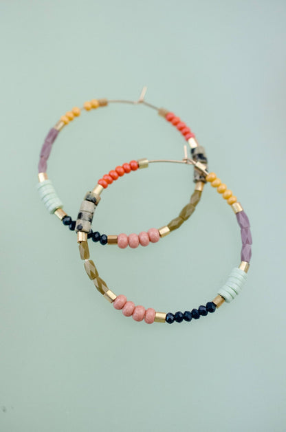 Large Colorful Seed bead hoops - La Vie Est Belle