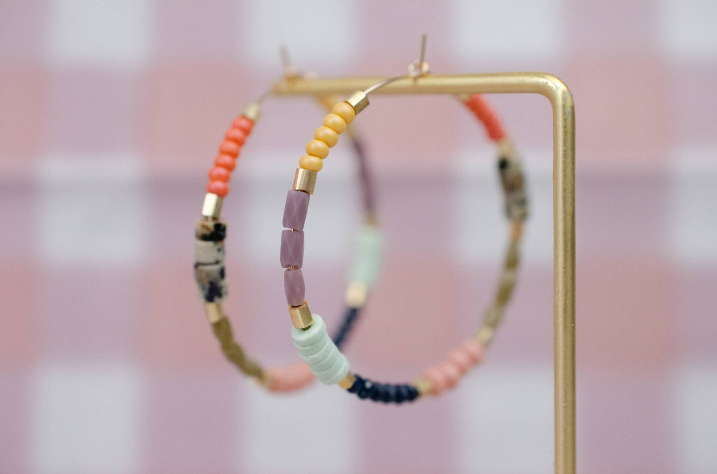 Large Colorful Seed bead hoops - La Vie Est Belle