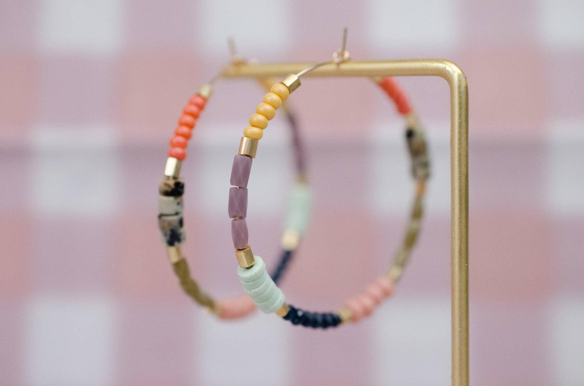 Large Colorful Seed bead hoops - La Vie Est Belle