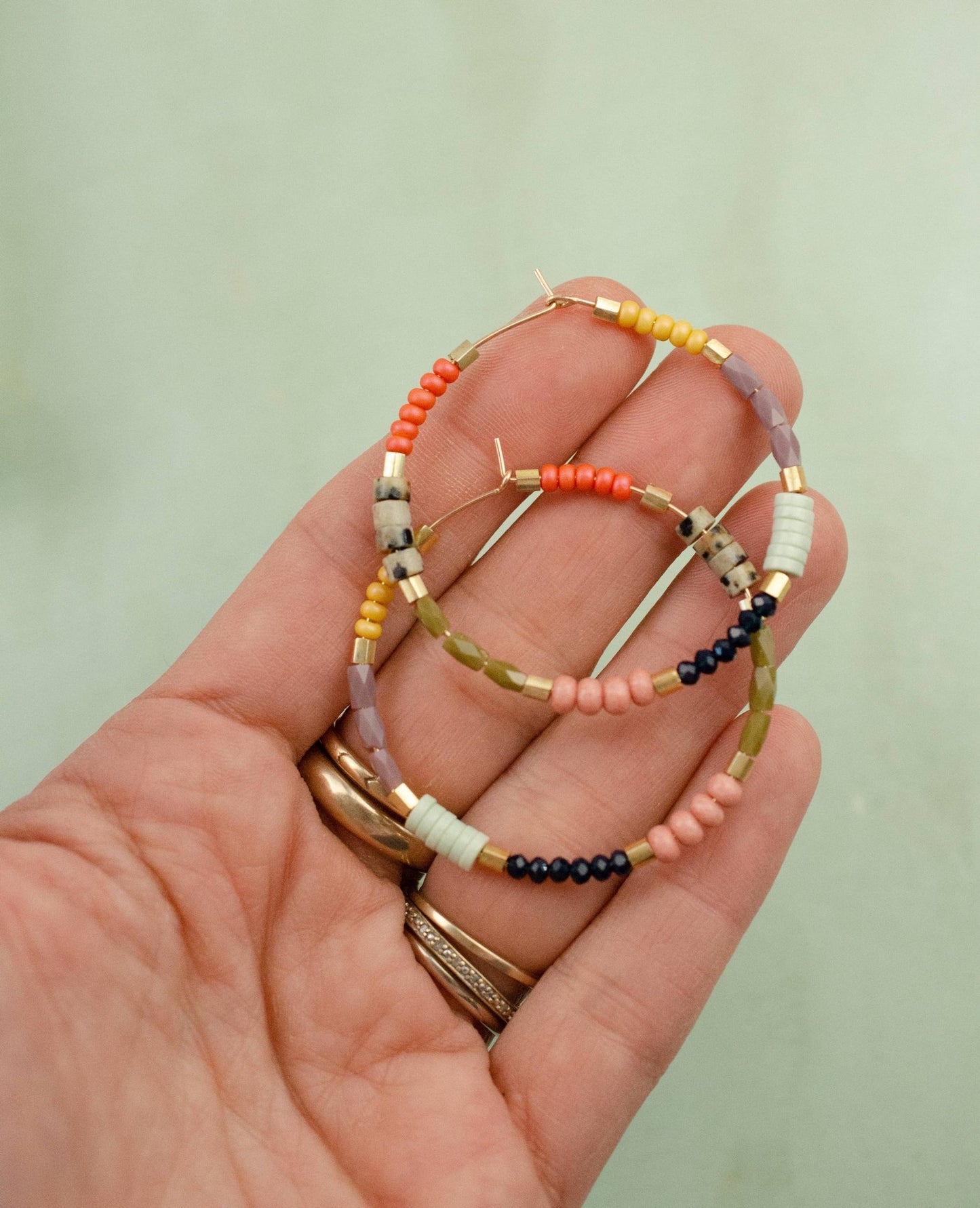 Large Colorful Seed bead hoops - La Vie Est Belle