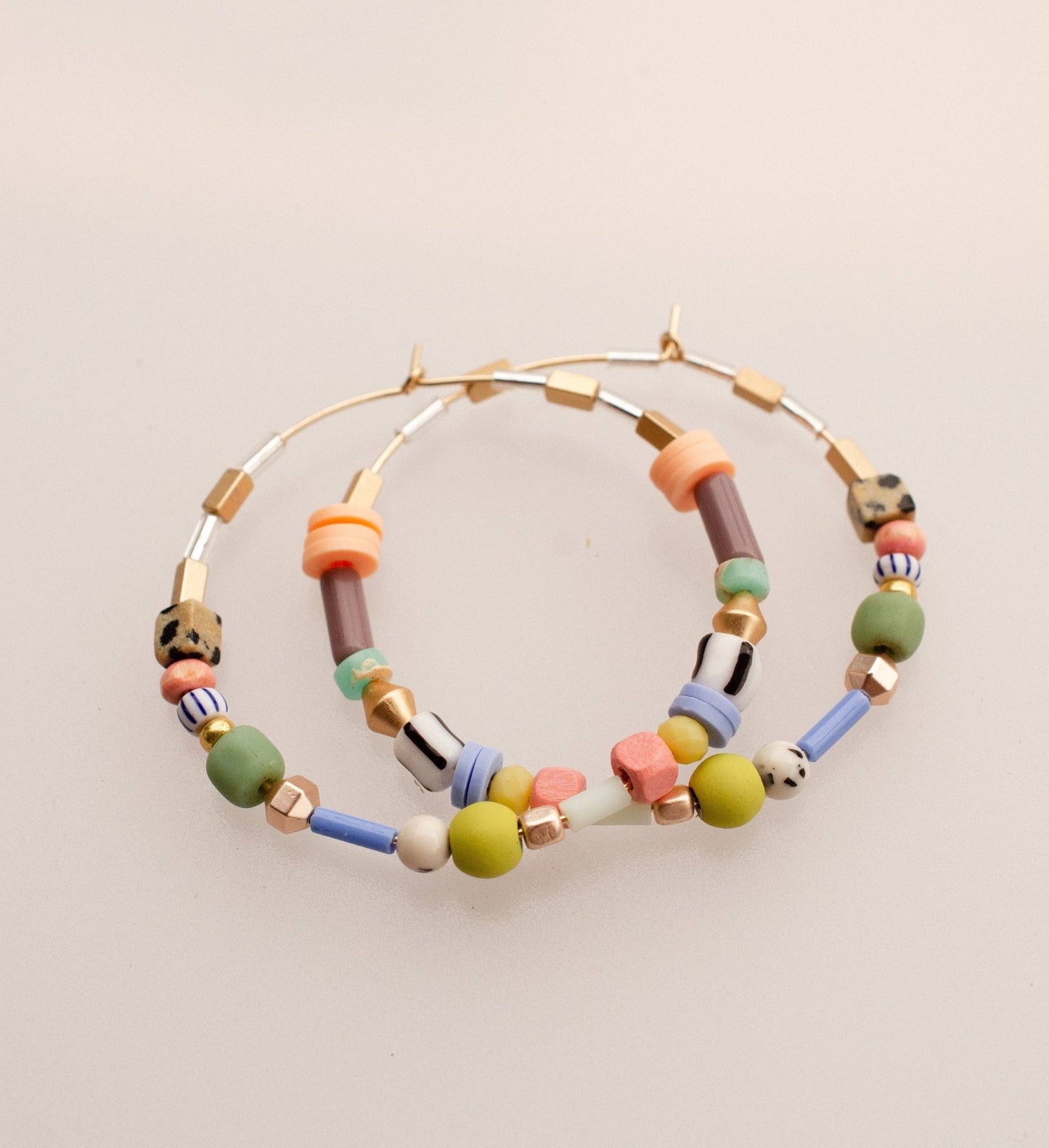 Large Pastel Beaded Hoops - La Vie Est Belle