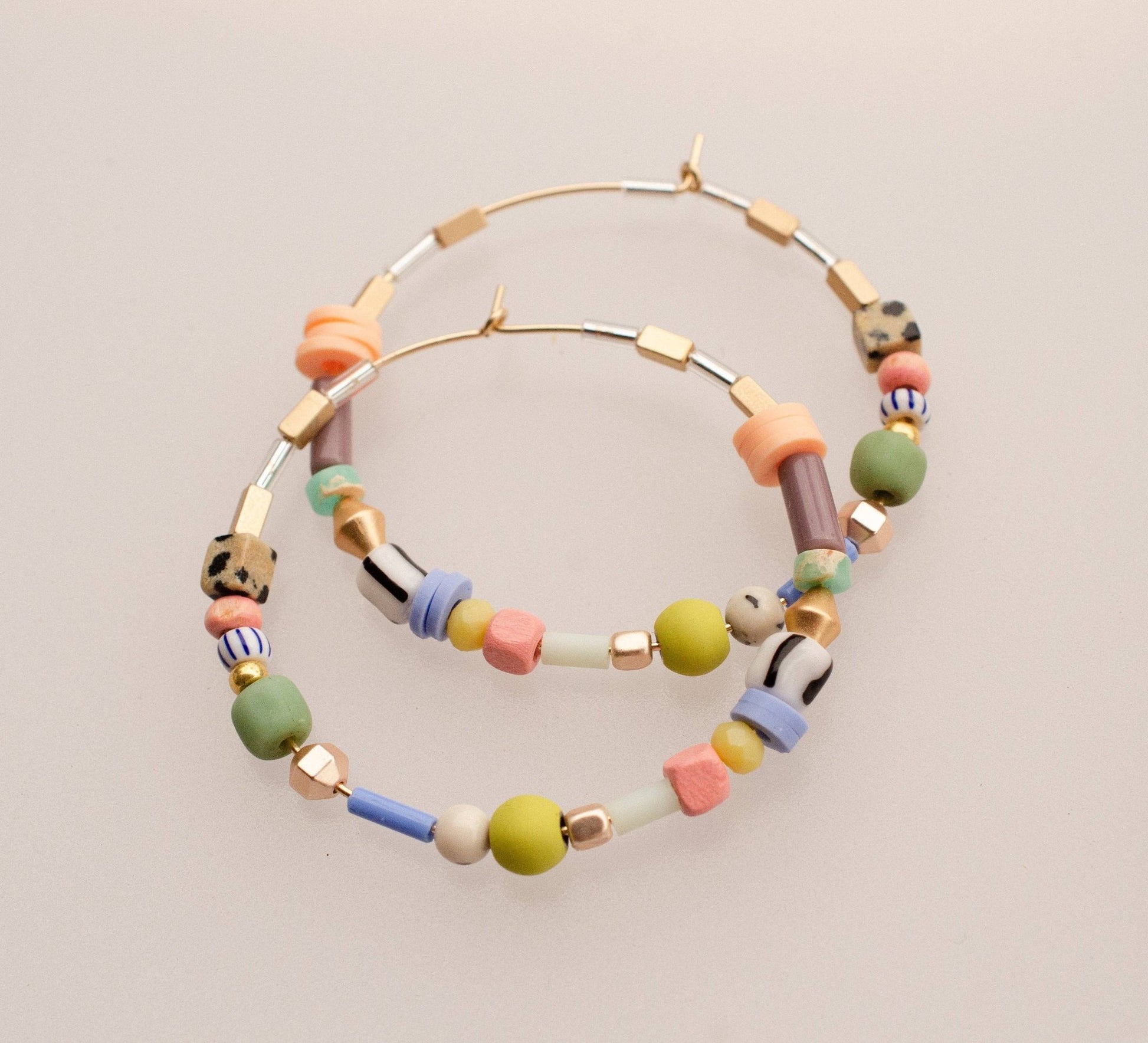 Large Pastel Beaded Hoops - La Vie Est Belle