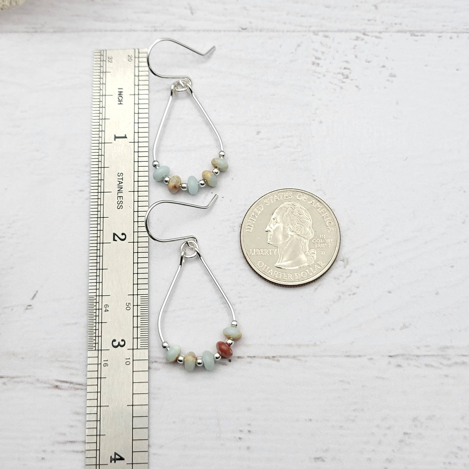 Light Blue Jasper and Silver Teardrop Hoop Earrings - La Vie Est Belle