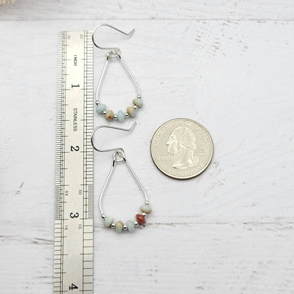 Light Blue Jasper and Silver Teardrop Hoop Earrings - La Vie Est Belle