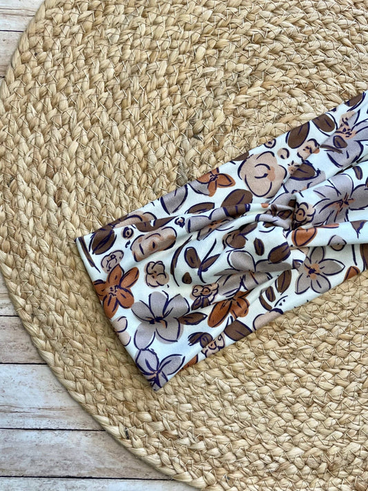London Garden Brown and Gray Knit Twist Headband - La Vie Est Belle