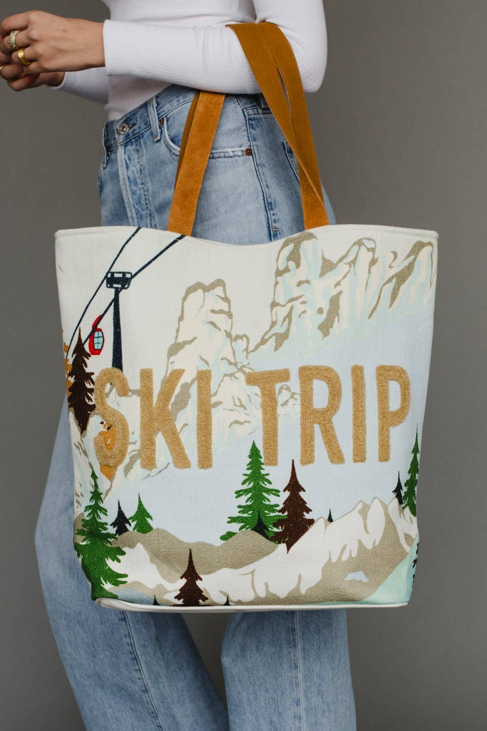 Lt. Blue Ski Trip Scene Tote - La Vie Est Belle