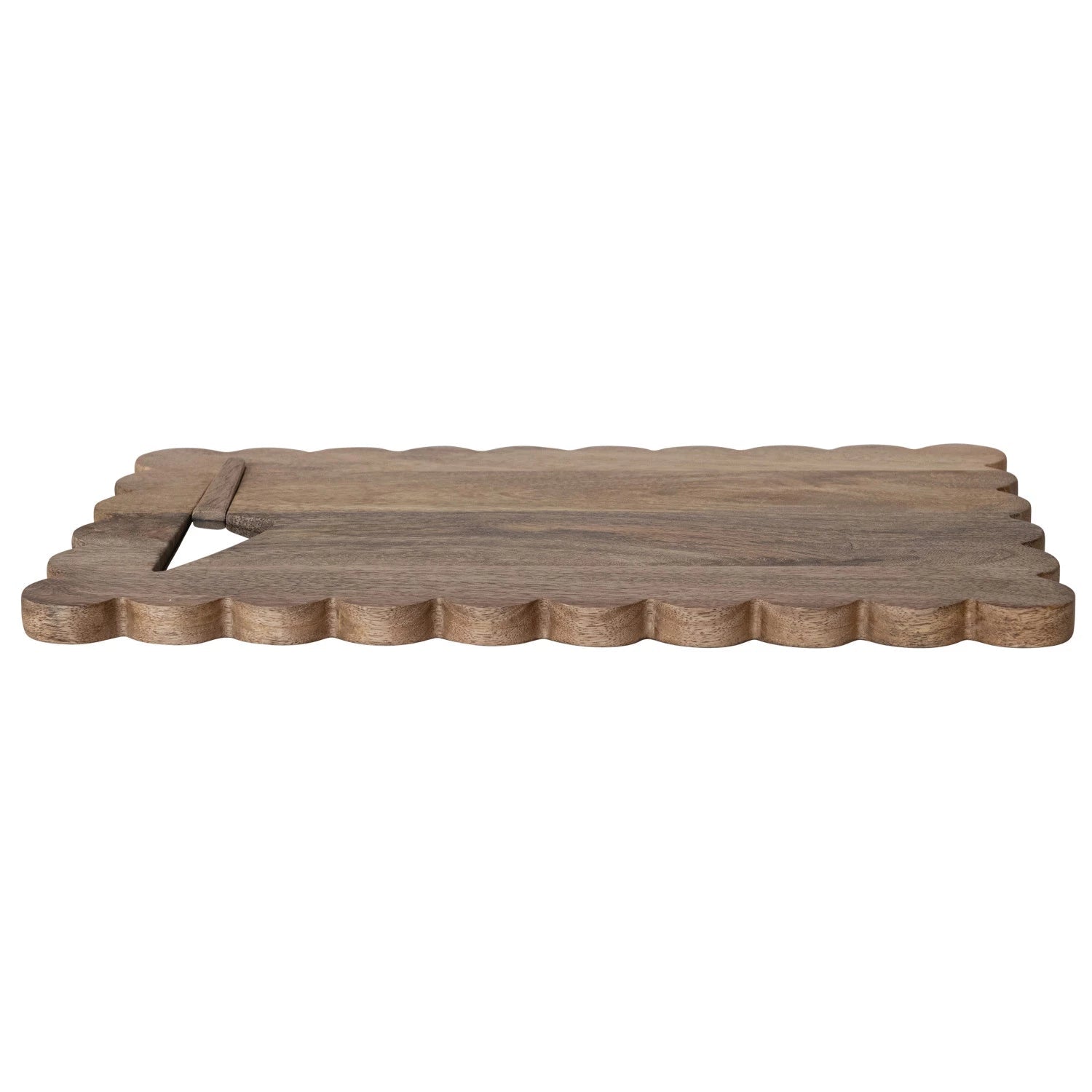 Mango Wood Scalloped Cheese/Serving Board w/ Stainless Steel Cheese Knife, Set of 2 - La Vie Est Belle