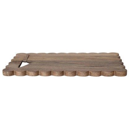 Mango Wood Scalloped Cheese/Serving Board w/ Stainless Steel Cheese Knife, Set of 2 - La Vie Est Belle