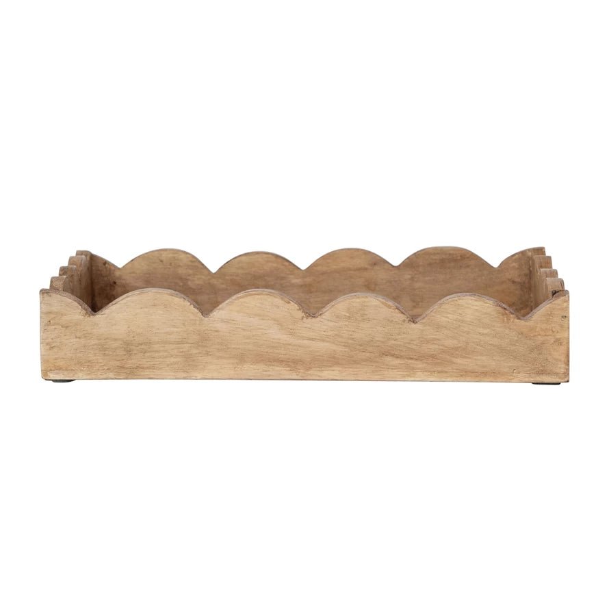 Mango Wood Scalloped Tray, Natural - La Vie Est Belle