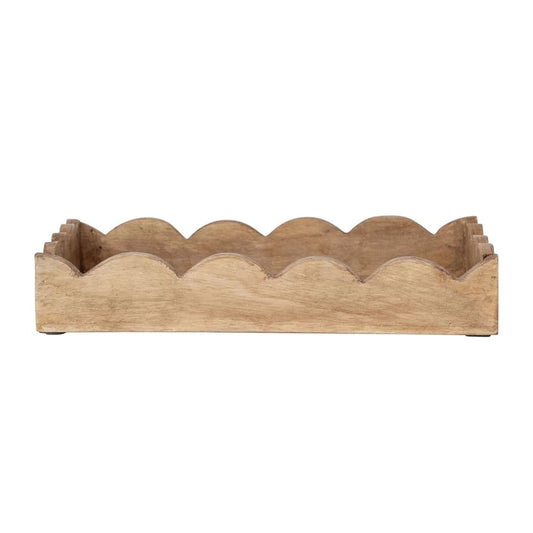 Mango Wood Scalloped Tray, Natural - La Vie Est Belle