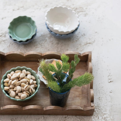 Mango Wood Scalloped Tray, Natural - La Vie Est Belle