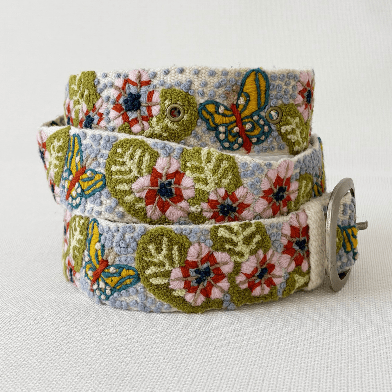 Mariposa Embroidered Wool Belt - La Vie Est Belle