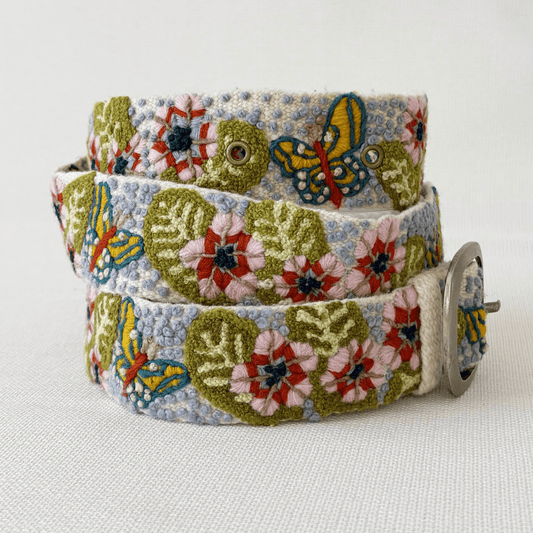 Mariposa Embroidered Wool Belt - La Vie Est Belle