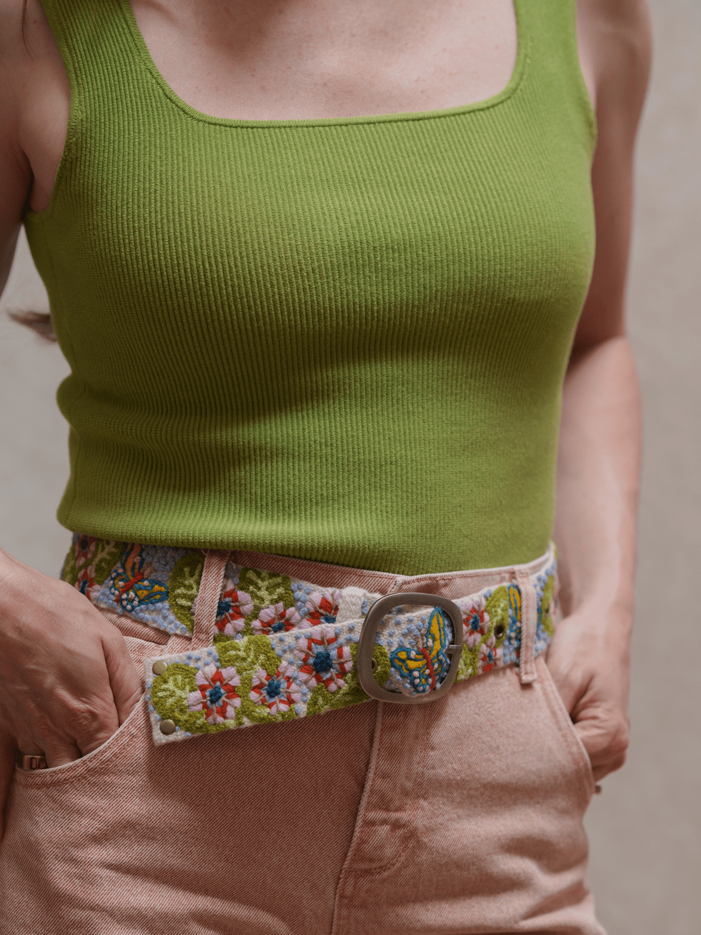 Mariposa Embroidered Wool Belt - La Vie Est Belle