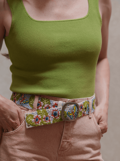 Mariposa Embroidered Wool Belt - La Vie Est Belle