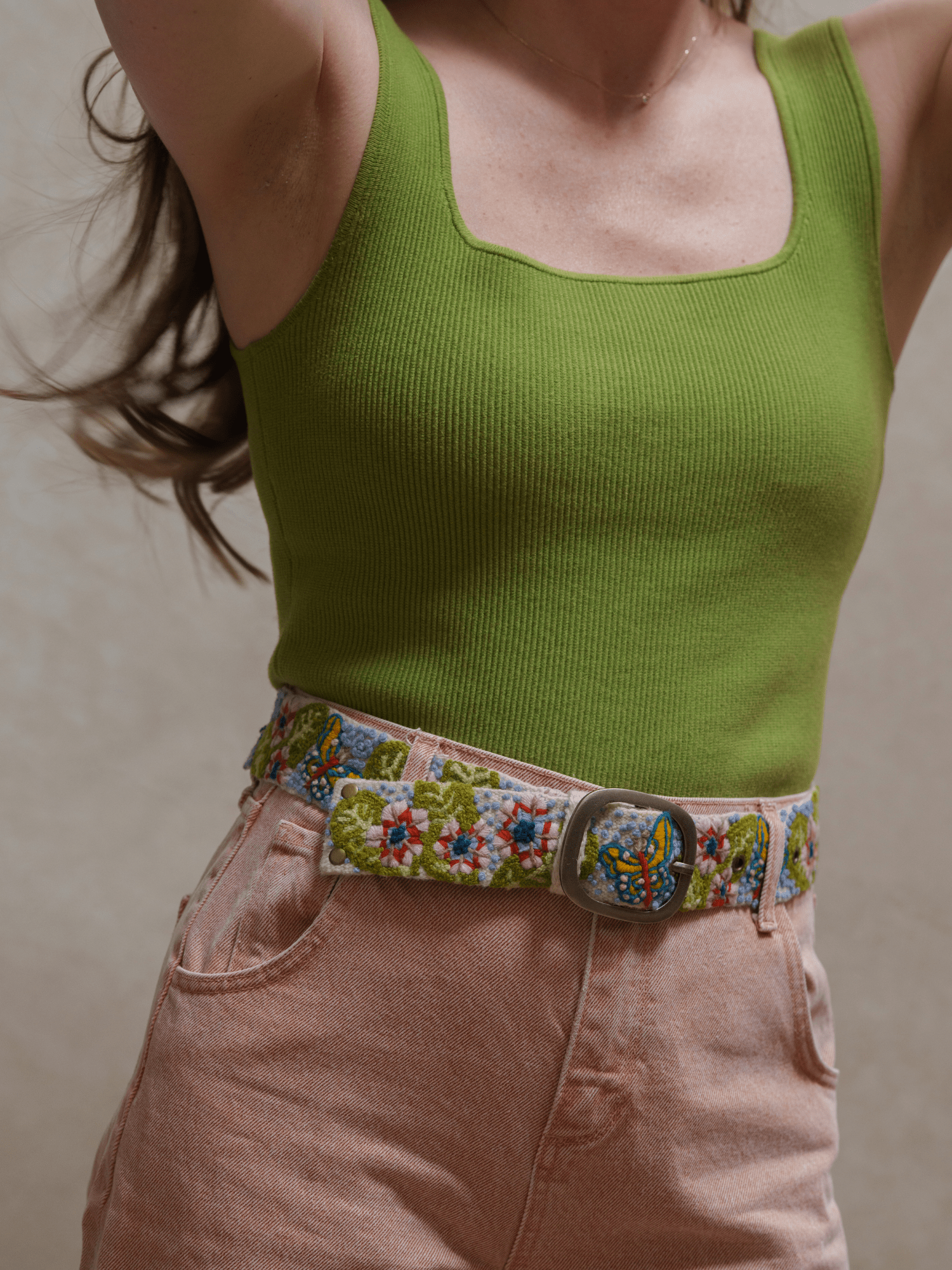 Mariposa Embroidered Wool Belt - La Vie Est Belle