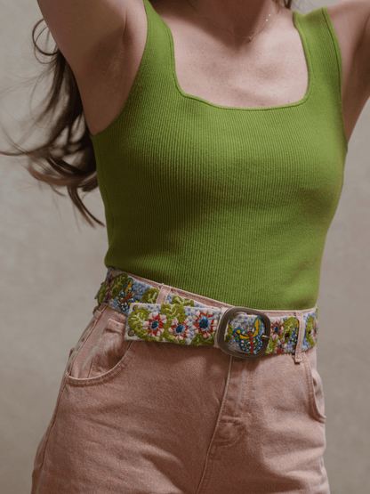Mariposa Embroidered Wool Belt - La Vie Est Belle