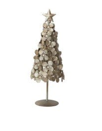 Metal Flowers Christmas Tree with Star, Antique Silver Finish - La Vie Est Belle
