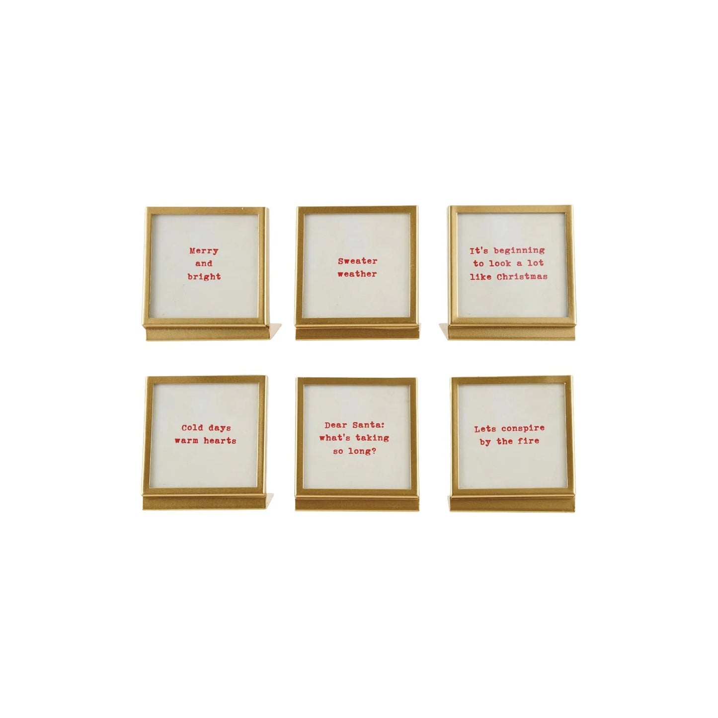Metal & Glass Frame with Easel & Saying, 6 Styles (Holds 3" Square Photo) - La Vie Est Belle