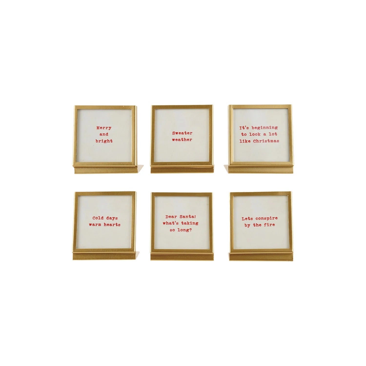 Metal & Glass Frame with Easel & Saying, 6 Styles (Holds 3" Square Photo) - La Vie Est Belle