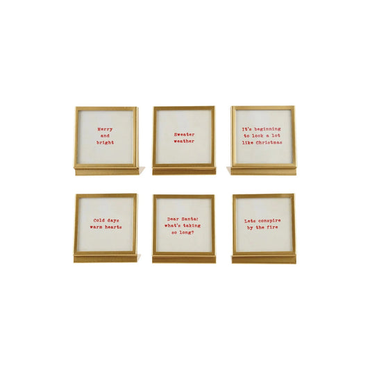 Metal & Glass Frame with Easel & Saying, 6 Styles (Holds 3" Square Photo) - La Vie Est Belle
